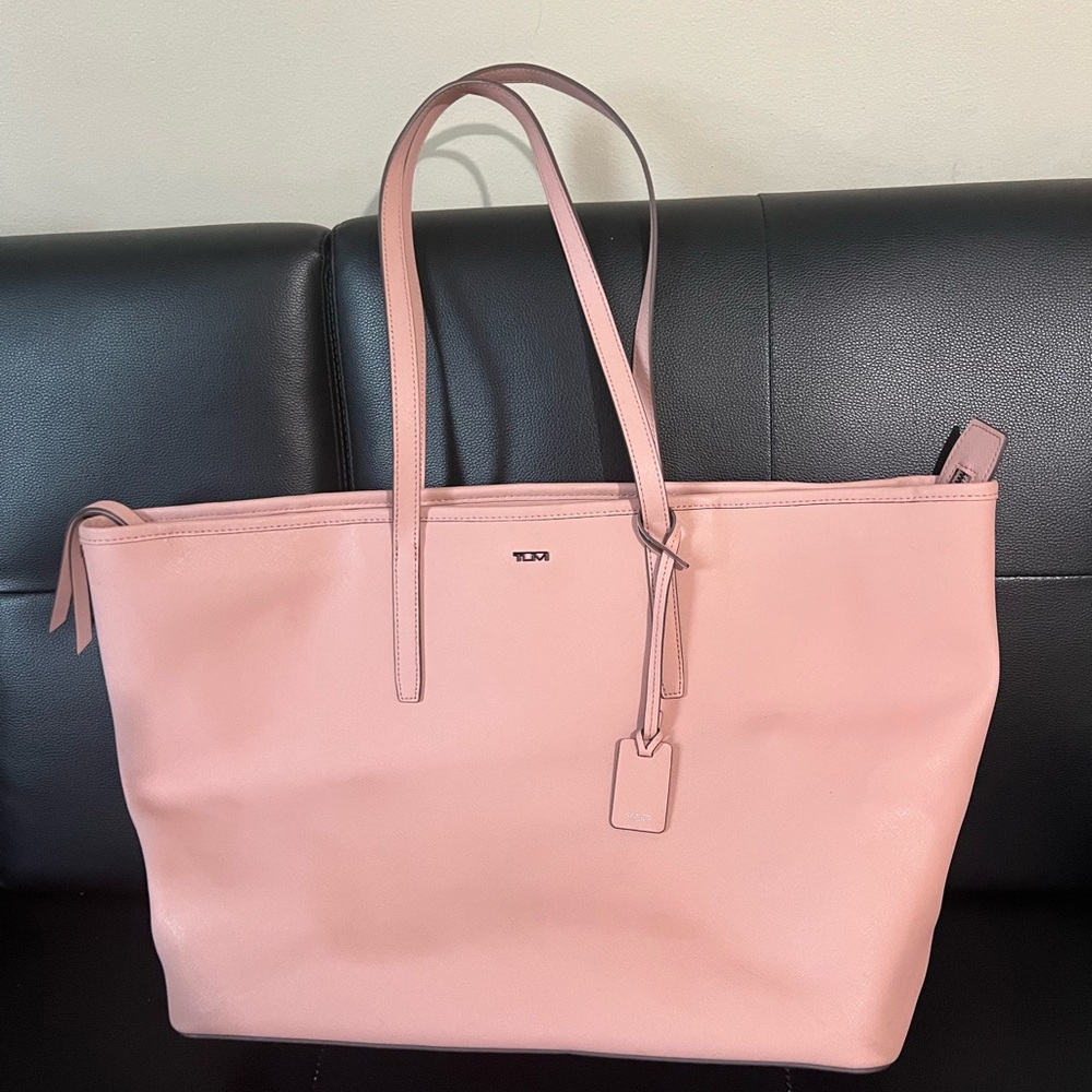 Pink Leather Tote Bag